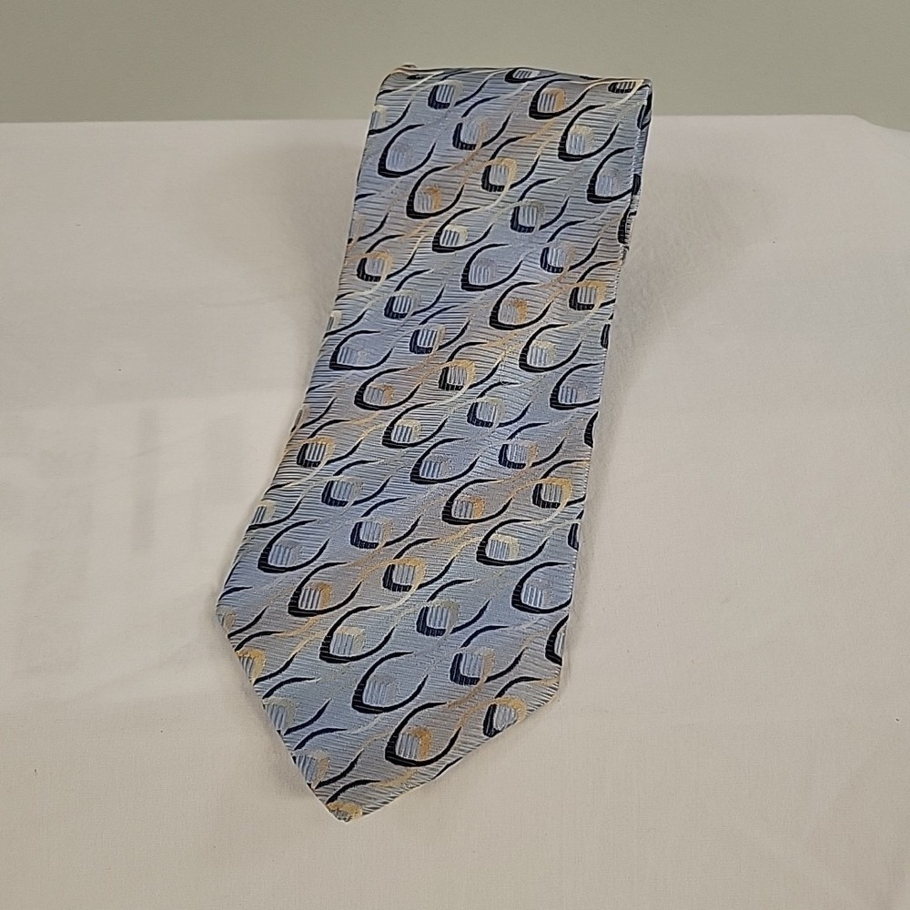 Fratelli Moda Tie Necktie 100% Seda Silk Italy Blue Abstract Pattern Vintage